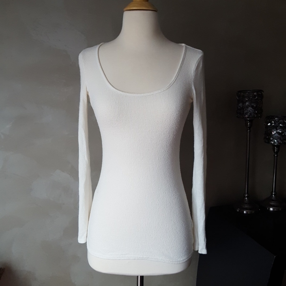 Scoop-Neck White Thermal Underlayer Top